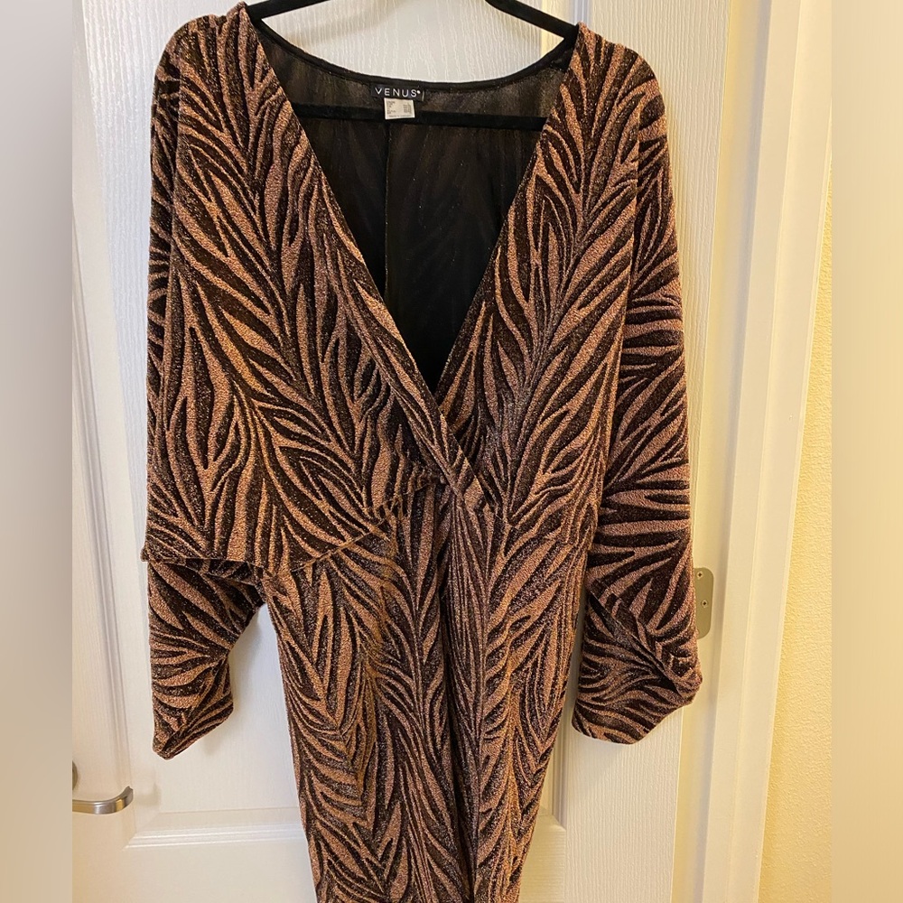 Venus, black and copper sparkly dress, Size L